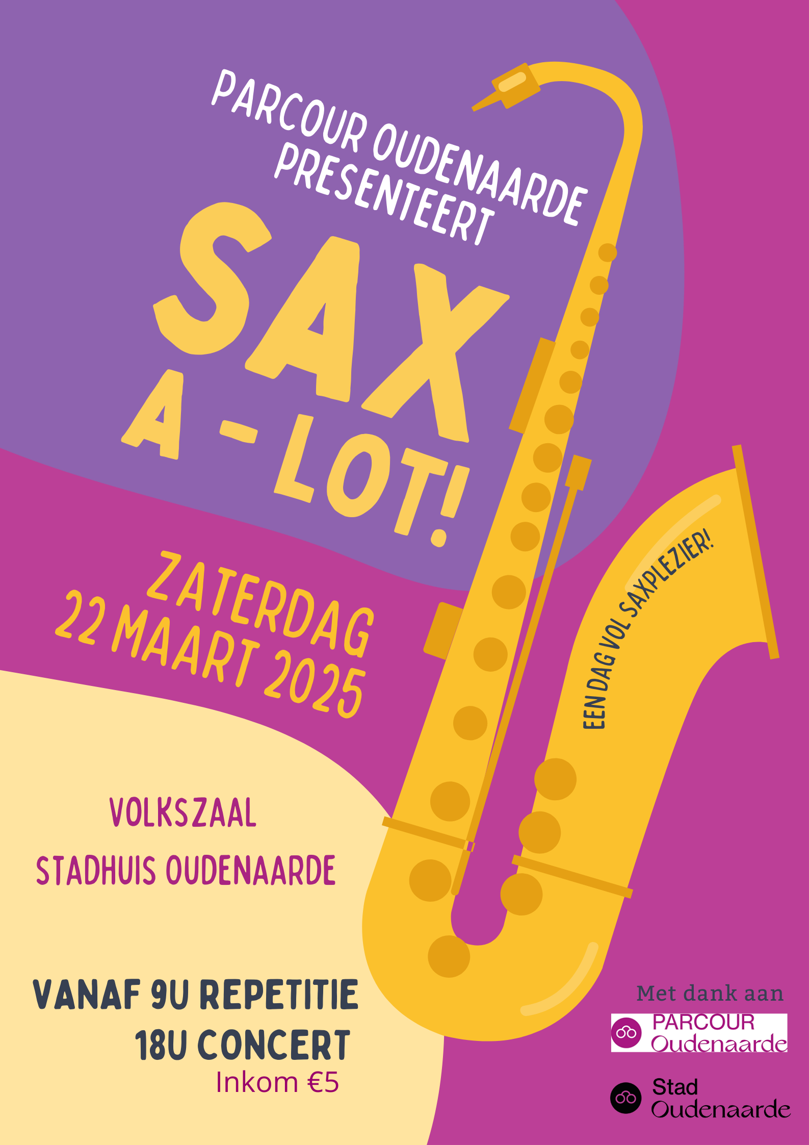 PARCOUR brengt 'Sax-a-lot' op za 22/03/2025